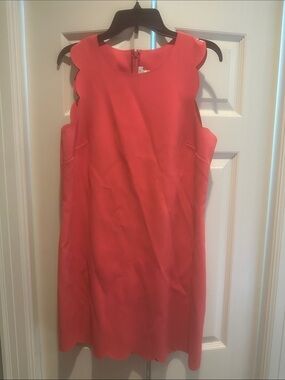 J. Crew Coral Scallop-Edge Sleeveless Midi Dress